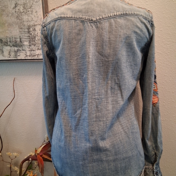 DRIFTWOOD Floral Embroidered Denim Shirt - Picture 3 of 7